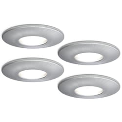 4lite IP65 GU10 Fire-Rated Downlight - Satin Chrome - Pack of 4
