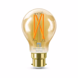 Smart LED A60. B22 (BC). Amber Tunable White Dimmable Filament Bulb. 7Watt. 2000-5000K Very Warm White to Daylight. Wi-Fi/B ...