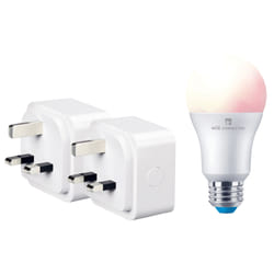 4lite Wiz Connected 3-Pin UK Smart Plug x 2 Pack + 1 x A60 Multicolour