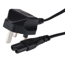 Maplin Power Lead IEC C7 Fig 8 2 Pin Plug to UK 3 Pin Mains Plug - 1m.
