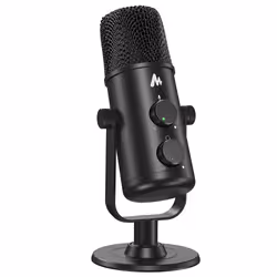 This Maono USB-C Desktop Condenser Cardioid Omnidirectional Microphone comes with a 3.5mm headphone jack that allows you to l ...