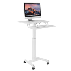 ProperAV Two Tier Mobile Desk Trolley Workstation with Gas Spring Heig