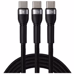 Simplify your charging setup with the Maplin USB-C to 2-in-1 Multi Charging Cable. designed to power multiple USB-C devices s ...
