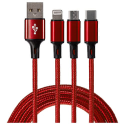 Maplin USB-A to 3 in 1 Multi Charging Cable Braided USB-C/ Lightning M
