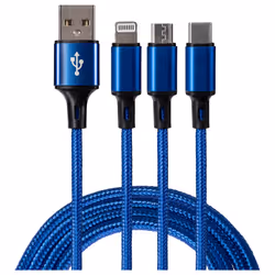 This extremely versatile Maplin USB-A to 3-in-1 Multi-Charging USB-C / Lightning / Micro USB Braided Cable features the three ...