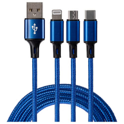Maplin USB-A to 3 in 1 Multi Charging Cable Braided USB-C/ Lightning M