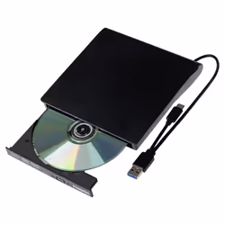 This is a Maplin External CD DVD Optical Drive Reader and Writer Burner with USB-C and USB-A 3.0 built in Cables. It en ...