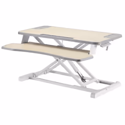 The ProperAV Two Tier Stand Up Desk Converter Worktop with Gas Spring Lift & Variable Height Settings features a gen ...
