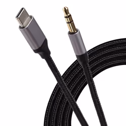 The Maplin USB-C to 3.5mm Male Aux Stereo 3 Pole TRS Jack Plug Braided Cable lets you connect devices with a 3.5mm female por ...