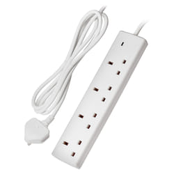 Maplin 4 Socket Extension Lead 13A Neon Indicator 2m White