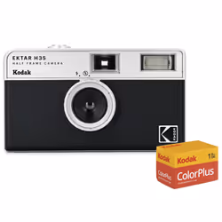 This reusable film camera uses 35mm film. The Kodak Ektar H35 Film Camera is ideal for a film beginner or anyone looking to r ...