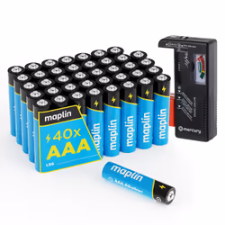 If you are short on power. then Maplin have the answer with our Maplin 40x AAA LR03 7 Year Shelf Life 1.5V High Performance A ...