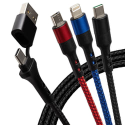 Maplin USB-A &amp; USB-C to 3 in 1 Multi Charging Cable Braided USB-C/
