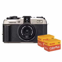 In addition to the distinctive image quality created only by a film camera. this Pentax 17 Film Camera provides users with th ...