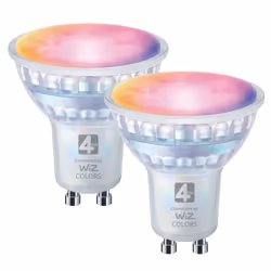 The 4lite Wiz Connect Dimmable Multicolour WiFi LED Smart Bulb creates atmosphere with 16 million colours and delivers bright ...