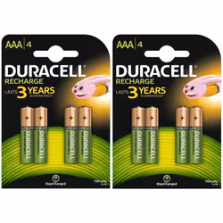 8 X Duracell 750mAh AAA Size Rechargeable Accu Batteries