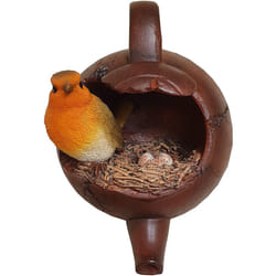Vivid Arts - Wall Hanging Robin Nested in Teapot Home or Garden Decoration