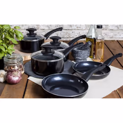 Tower T81507 Essentials Pot Set 16, 18 and 20 cm, Ceramic Coating and Glass Lids, 3 Piece, Black - Additional view 6