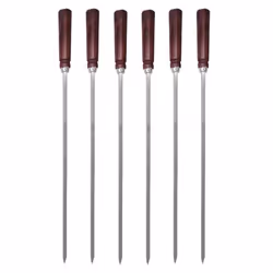 6PC BBQ Barbecue Skewers Long Metal Kebab Meat Sticks GrillHeavy Duty