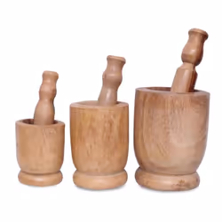 Wooden Mortar & Pestle Set Okhali / Khal Basta - 8x10cm