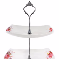 3 Tier Cake Stand Floral Afternoon Tea Party - Square - Pink Floral