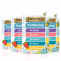 Twinings Superblends Wellbeing Collection - Selection of our bestselling blends: Defence, Glow, Digest, Detox & Sleep Tea Bag ...