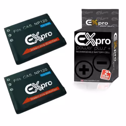 2 x Ex-Pro Digital Camera Battery NP-120 NP120 for Casio Exilim