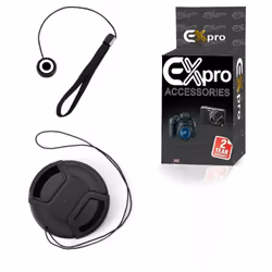 Ex-Pro 67mm Snap-on / Clip on Pinch Lens Cap with Keeper Holder Elasticated