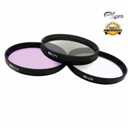 Ex-Pro 77mm Professional Multi Coated Glass Lens Filter Kit, UV, CPL Polarising