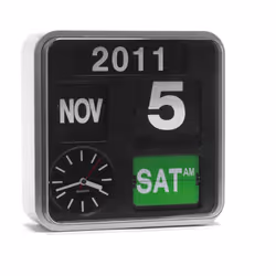 Karlsson Flip Calendar Wall Clock Silver Mini Flip