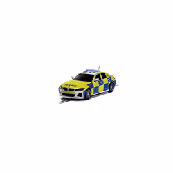 Scalextric BMW 330i M-Sport Police Car 1:32 Slot Race Car C4165, Yellow, Blue & White