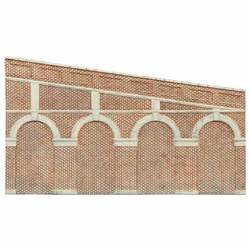 Hornby High Stepped Arched Retaining Walls X 2 (Red Brick)