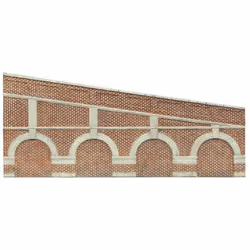 Hornby Mid Stepped Arched Retaining Walls X2 (Red Brick)