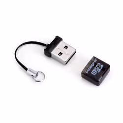 Integral USB2.0 CARDREADER SINGLE SLOT MSD, MicroSD (TransFlash), MicroSDHC, MicroSDXC, Black, 480 Mbit/s, USB 2.0, 14 mm, 5 ...