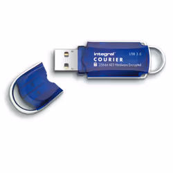 Integral 32GB Courier FIPS 197 Encrypted USB 3.0, 32 GB, USB Type-A, 3.2 Gen 1 (3.1 Gen 1), 140 MB/s, Cap, Blue, Silver