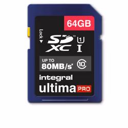 Integral 64GB SD CARD SDXC CL10 80 MB/S, 64 GB, SD, UHS-I, 80 MB/s, Class 1 (U1)