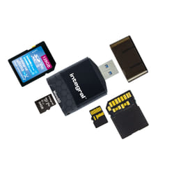 Integral USB3.0 CARDREADER DUAL SLOT SD MSD UHS2 card reader USB 3.2 Gen 1 (3.1 Gen 1) Black