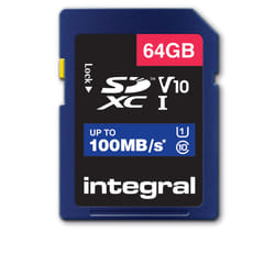 Integral 64GB SD CARD SDXC UHS-1 U1 CL10 V10 UP TO 100MBS READ