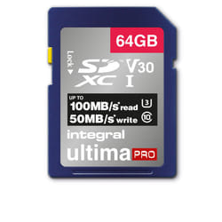 Integral 64GB SD CARD SDXC UHS-1 U3 CL10 V30 UP TO 100MBS READ 70MBS WRITE