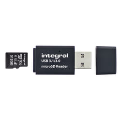 Integral USB3.0 CARDREADER SINGLE SLOT MSD card reader USB 3.2 Gen 1 (3.1 Gen 1) Black
