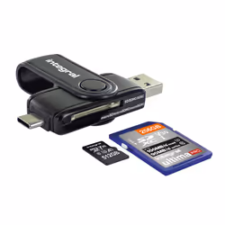 Integral USB3.0 CARDREADER TYPE A & TYPE C DUAL SLOT SD MSD, MicroSD (TransFlash), MicroSDHC, MicroSDXC, SD, SDHC, SDXC, Blac ...