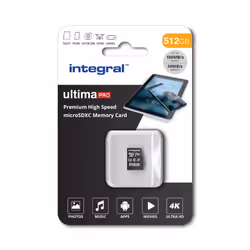 Integral 512GB MICRO SD CARD MICROSDXC UHS-1 U1 CL10 V30 A1 UP TO 100MBS READ 80MBS WRITE, 512 GB, MicroSD, UHS-I, 100 MB/s, ...
