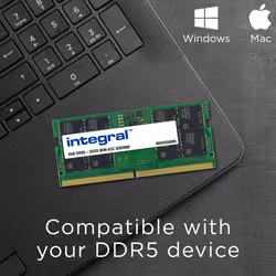 Integral 16GB LAPTOP RAM MODULE DDR5 5600MT/s PC5-44800 UNBUFFERED NON-ECC SODIMM 1.1V 2GX8 CL46 - Additional view 3