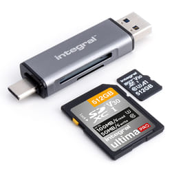 Integral USB3.2 GEN1 3.1 GEN1 3.0 CARD READER TYPE A & TYPE C DUAL SLOT SD MICRO SD RETAIL