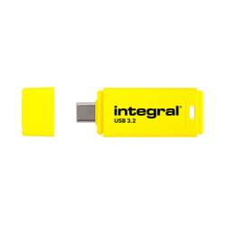 Integral Neon-C 128GB USB-C 3.2 GEN1 DRIVE (USB3.1 USB3.0) YELLOW UP TO R-150 W-30 MBS