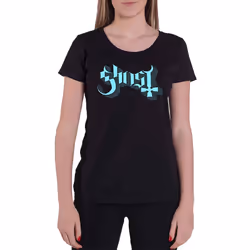 Ghost Blue Keyline Logo Womens Skinny Fit T Shirt - M, Black