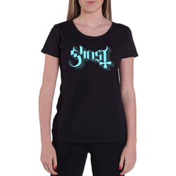 Ghost Blue Keyline Logo Womens Skinny Fit T Shirt - L, Black