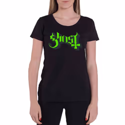 Ghost Green Keyline Logo Womens Skinny Fit T Shirt - XL, Black