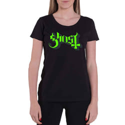 Ghost Green Keyline Logo Womens Skinny Fit T Shirt - XL, Black
