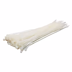 100mm CABLE TIES (100)White nylon cable ties with non releasable ratchet lock action. Tensile strength exceeds MIL M 23190